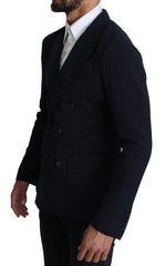 Dolce & Gabbana Dark Blue Dotted Double Breasted Coat Blazer - IT50 | L - Sport Jackets