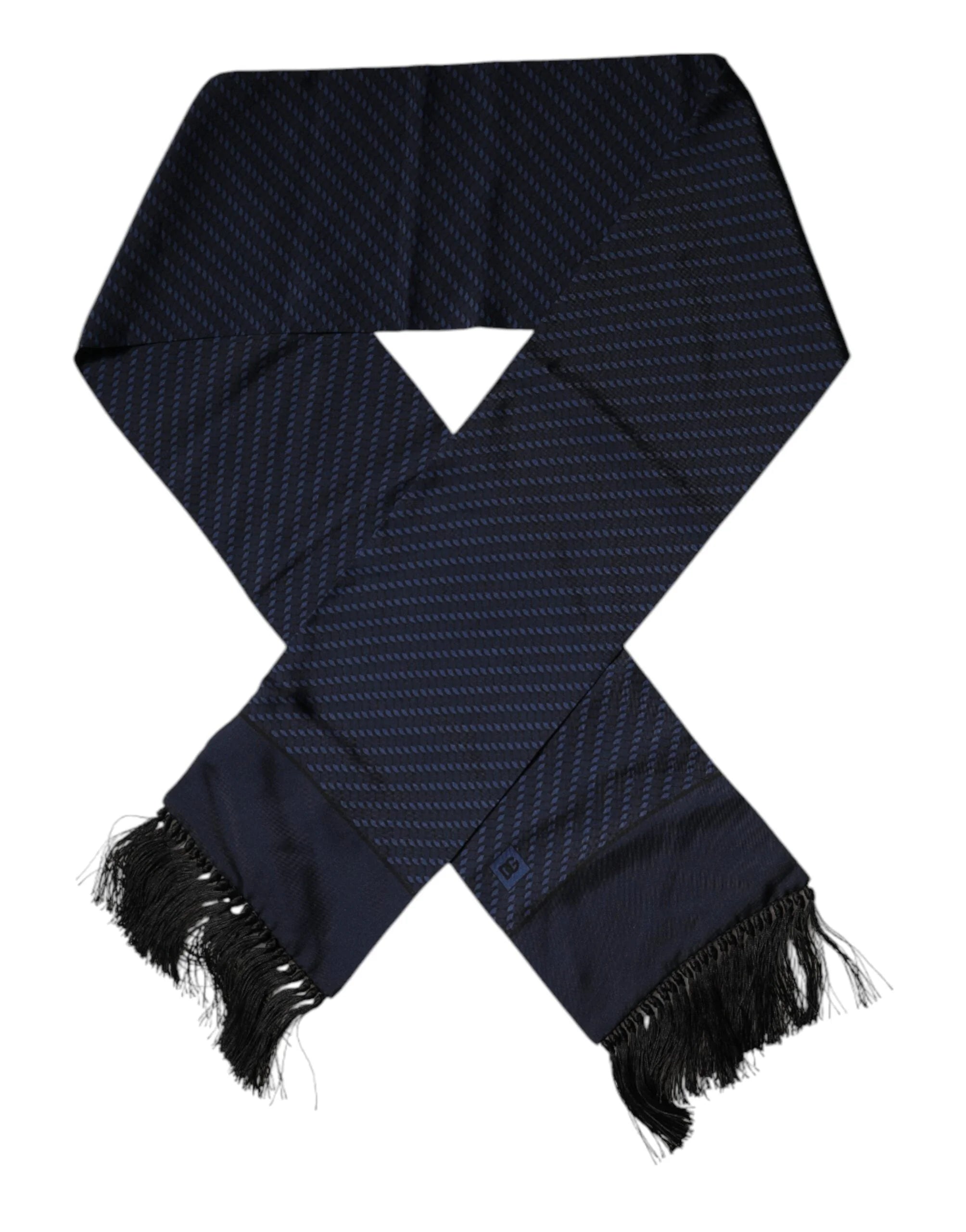 Dolce & Gabbana Dark Blue Fantasy Fringes Neck Wrap Scarf - Scarves & Shawls