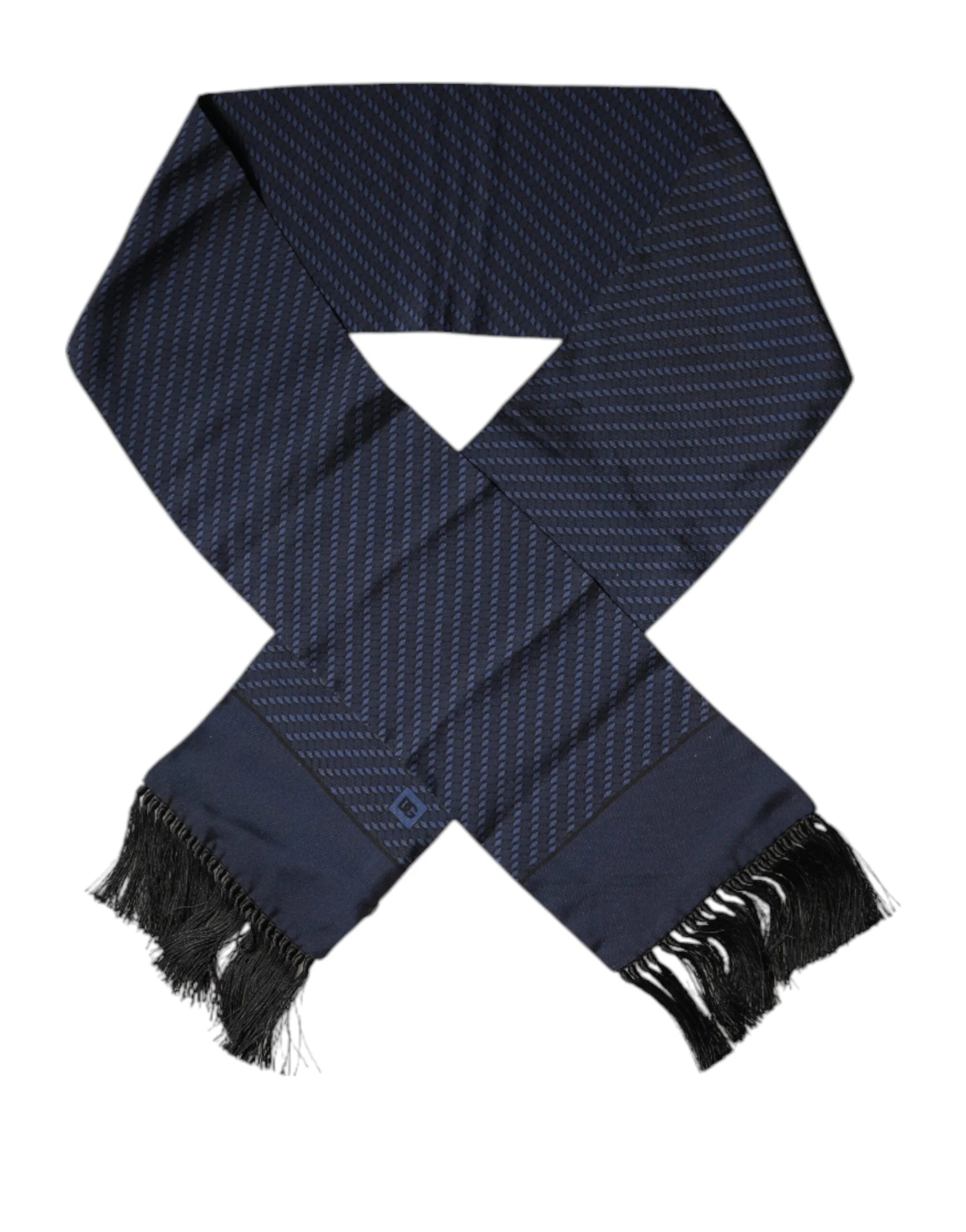 Dolce & Gabbana Dark Blue Fantasy Fringes Neck Wrap Scarf - Scarves & Shawls