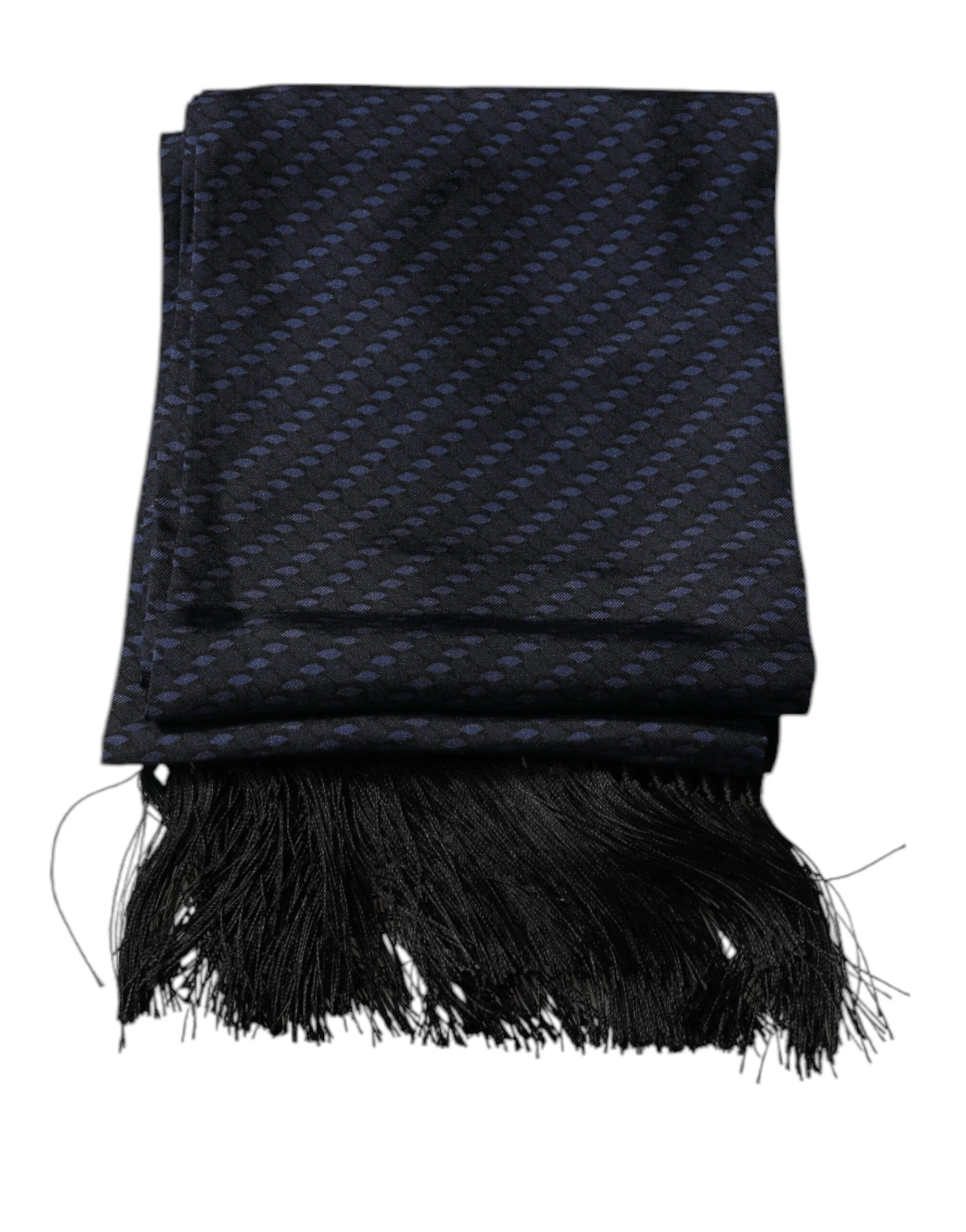 Dolce & Gabbana Dark Blue Fantasy Fringes Neck Wrap Scarf - Scarves & Shawls