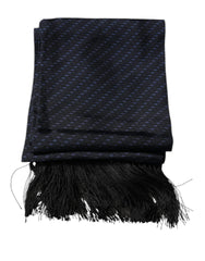 Dolce & Gabbana Dark Blue Fantasy Fringes Neck Wrap Scarf - Scarves & Shawls