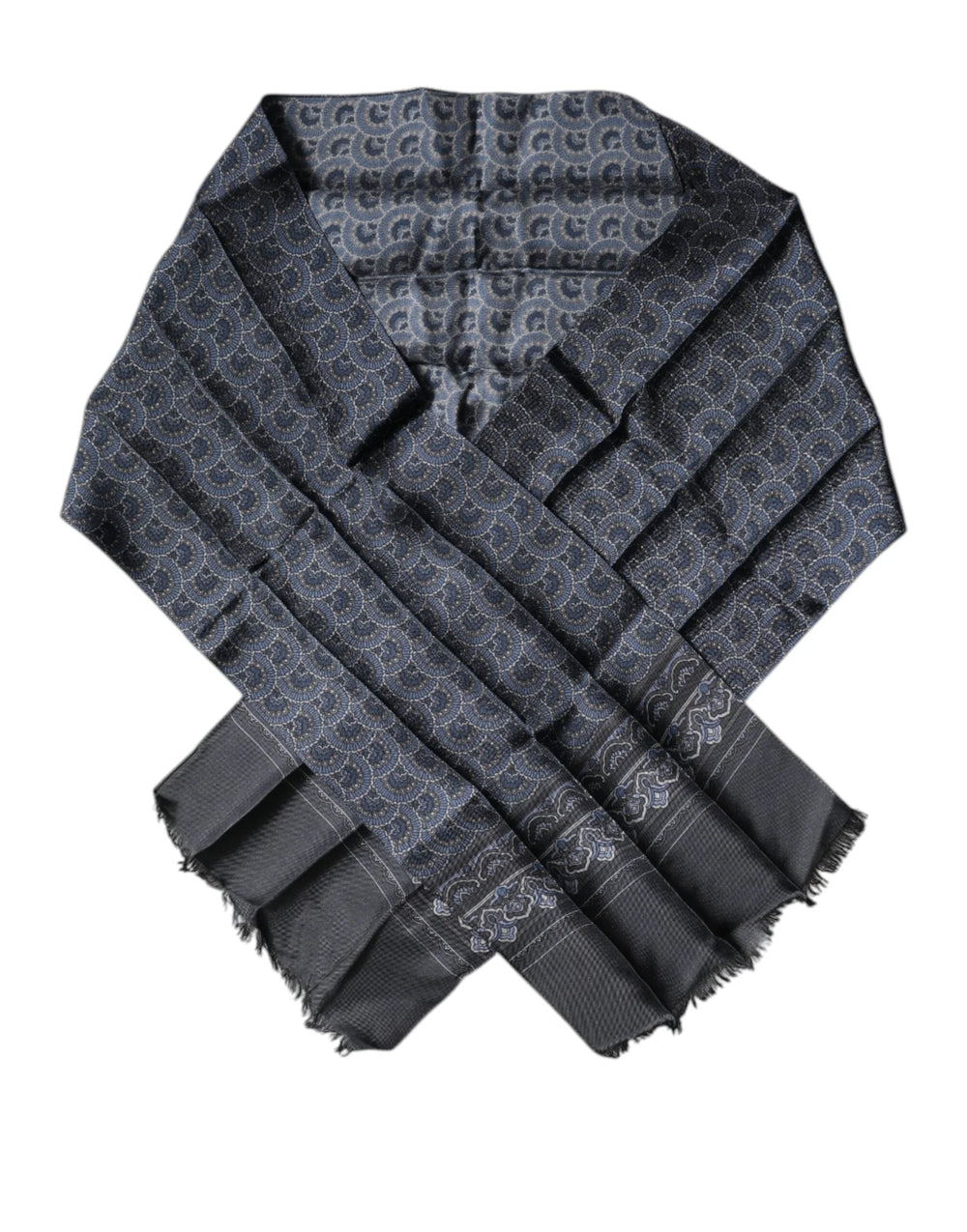 Dolce & Gabbana Dark Blue Fantasy Silk Neck Wrap Shawl Scarf - Scarves & Shawls