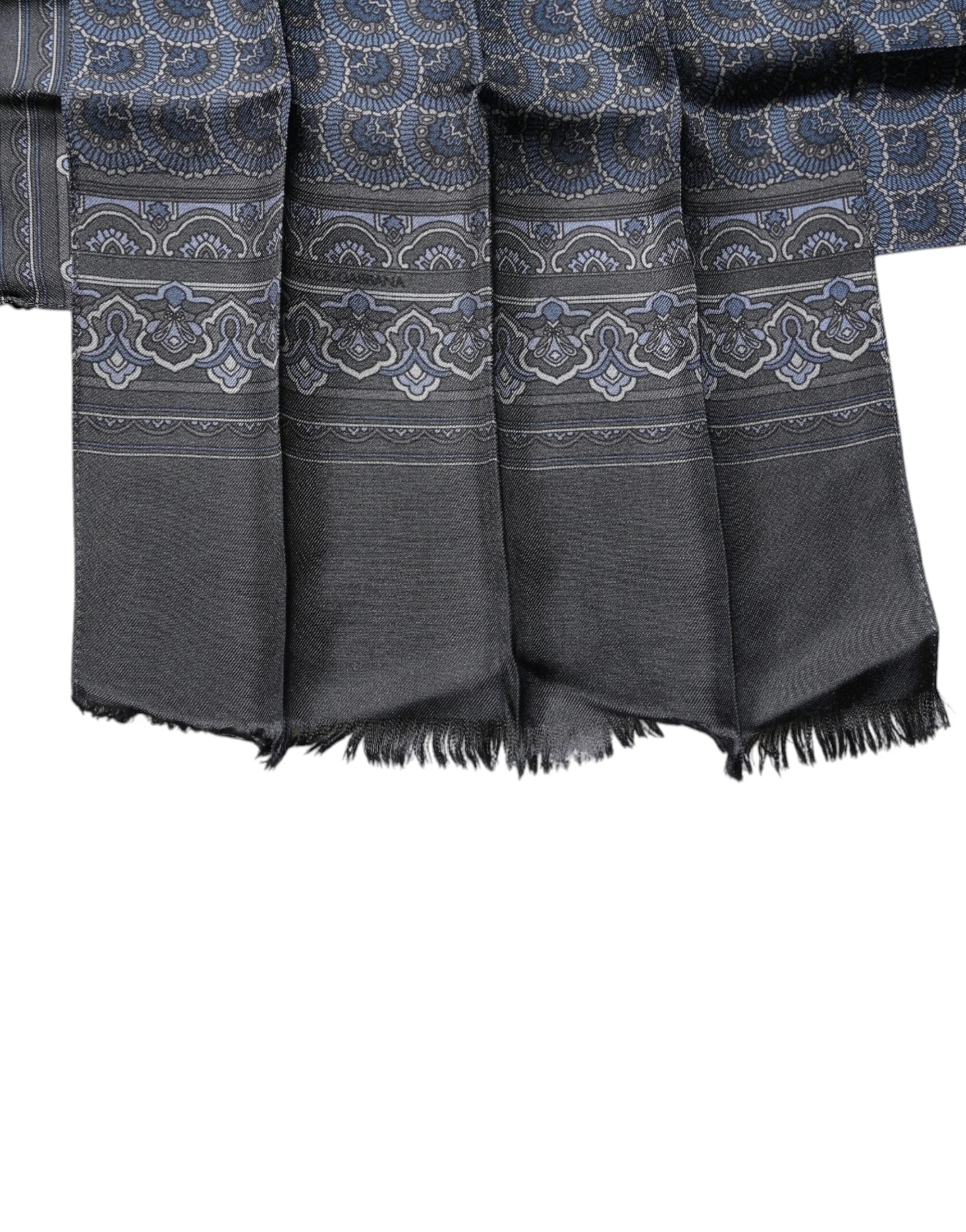 Dolce & Gabbana Dark Blue Fantasy Silk Neck Wrap Shawl Scarf - Scarves & Shawls
