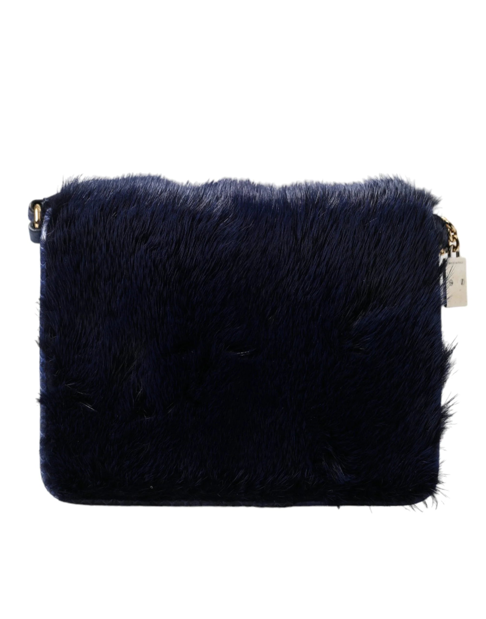 Dolce & Gabbana Dark Blue Fur Ayers Lily Twist Crossbody Shoulder Bag - Cross Body Bags