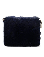 Dolce & Gabbana Dark Blue Fur Ayers Lily Twist Crossbody Shoulder Bag - Cross Body Bags