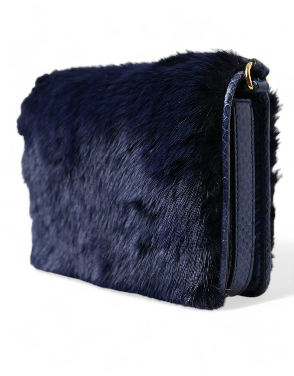 Dolce & Gabbana Dark Blue Fur Ayers Lily Twist Crossbody Shoulder Bag - Cross Body Bags