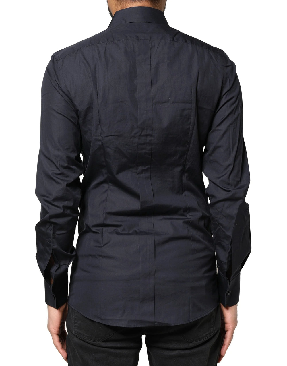 Dolce & Gabbana Dark Blue GOLD Cotton Long Sleeves Dress Shirt - IT38 | XS - Shirts