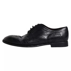 Dolce & Gabbana Dark Blue Leather Derby Wingtip Formal Shoes - EU44/US11 - Shoes