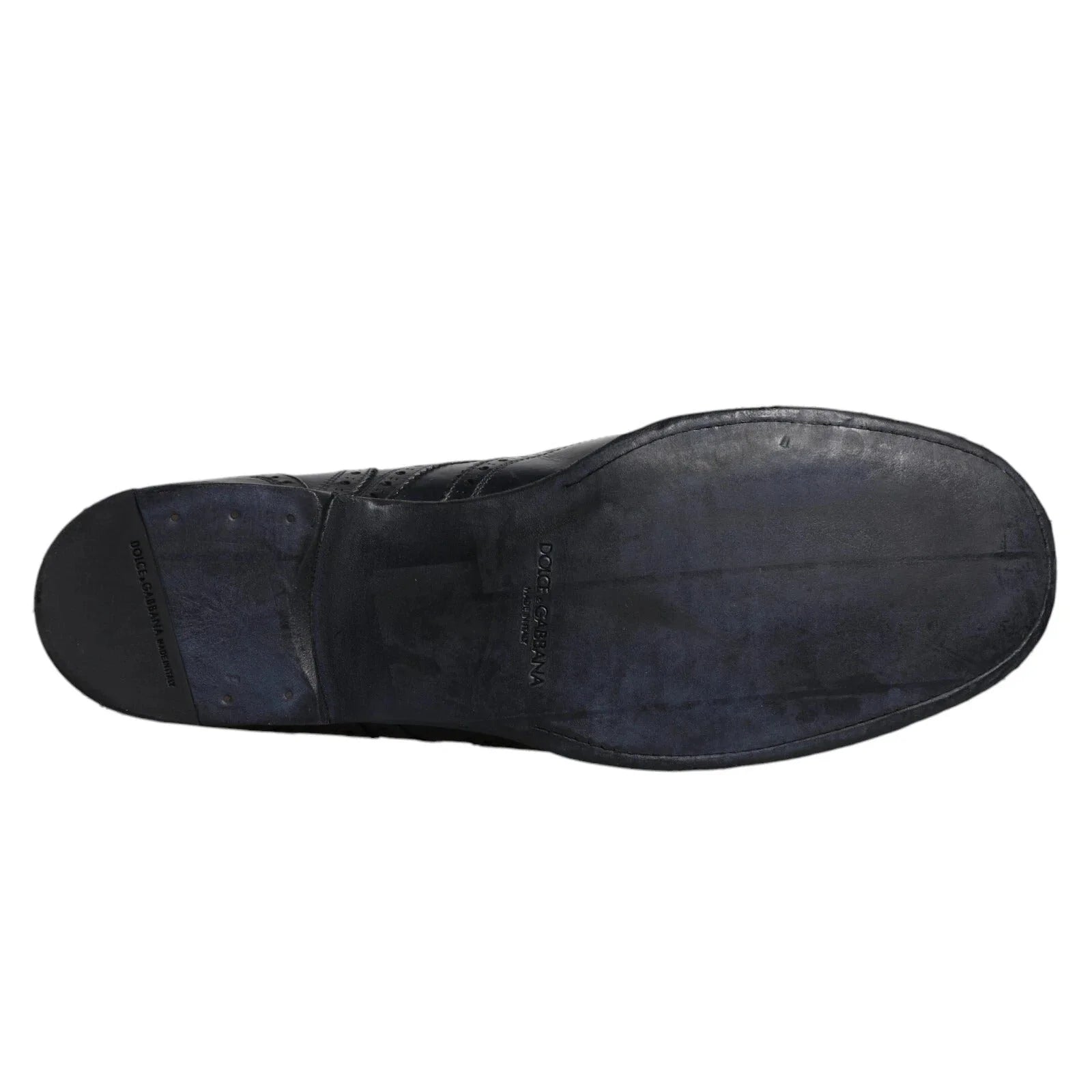 Dolce & Gabbana Dark Blue Leather Derby Wingtip Formal Shoes - EU44/US11