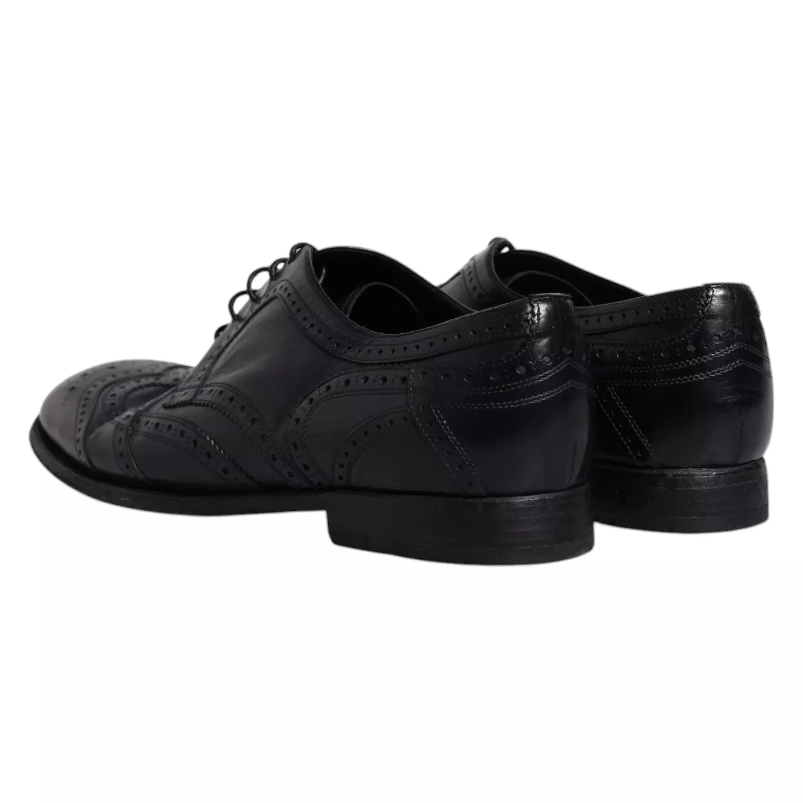 Dolce & Gabbana Dark Blue Leather Derby Wingtip Formal Shoes - EU44/US11