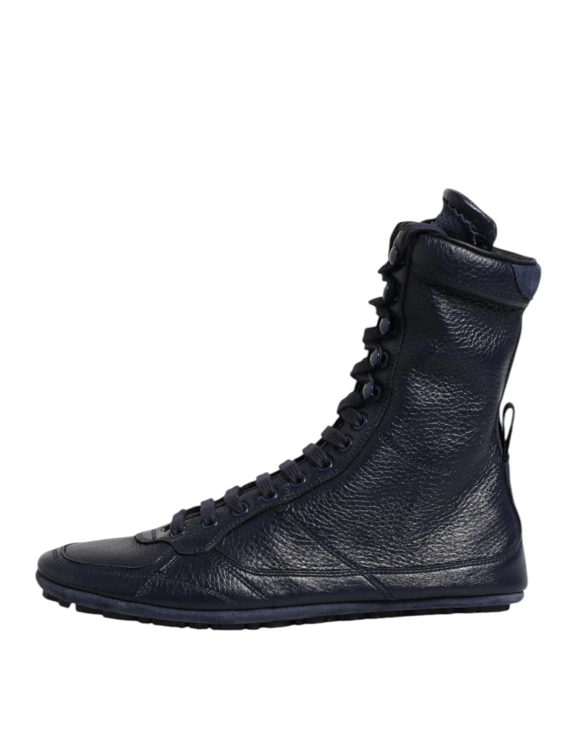 Dolce & Gabbana Dark Blue Leather KING High Top Sneakers Shoes - EU40/US7 - Sneakers