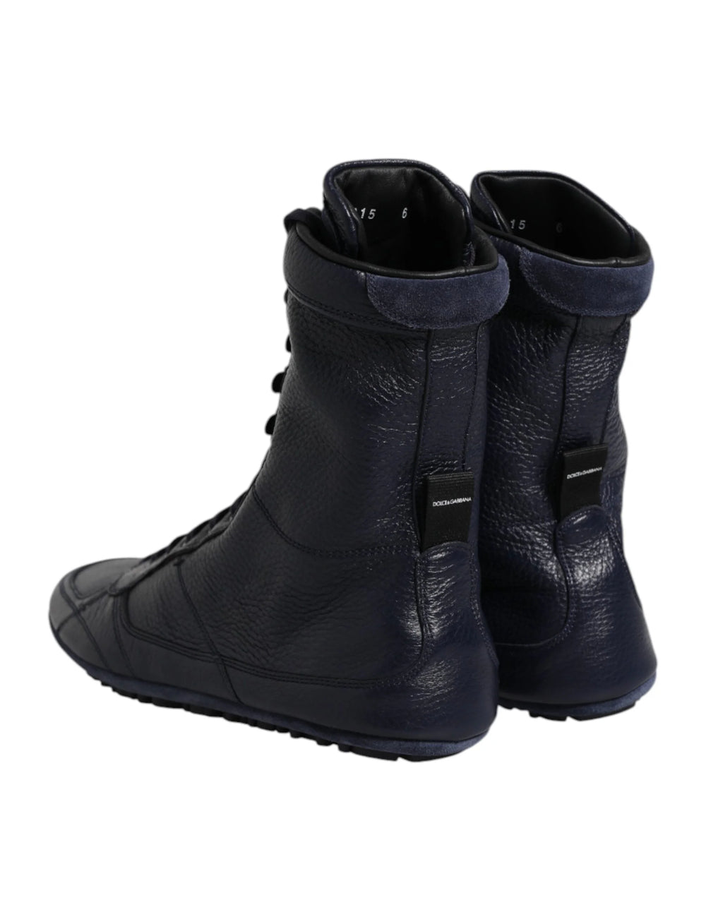 Dolce & Gabbana Dark Blue Leather KING High Top Sneakers Shoes - EU40/US7 - Sneakers