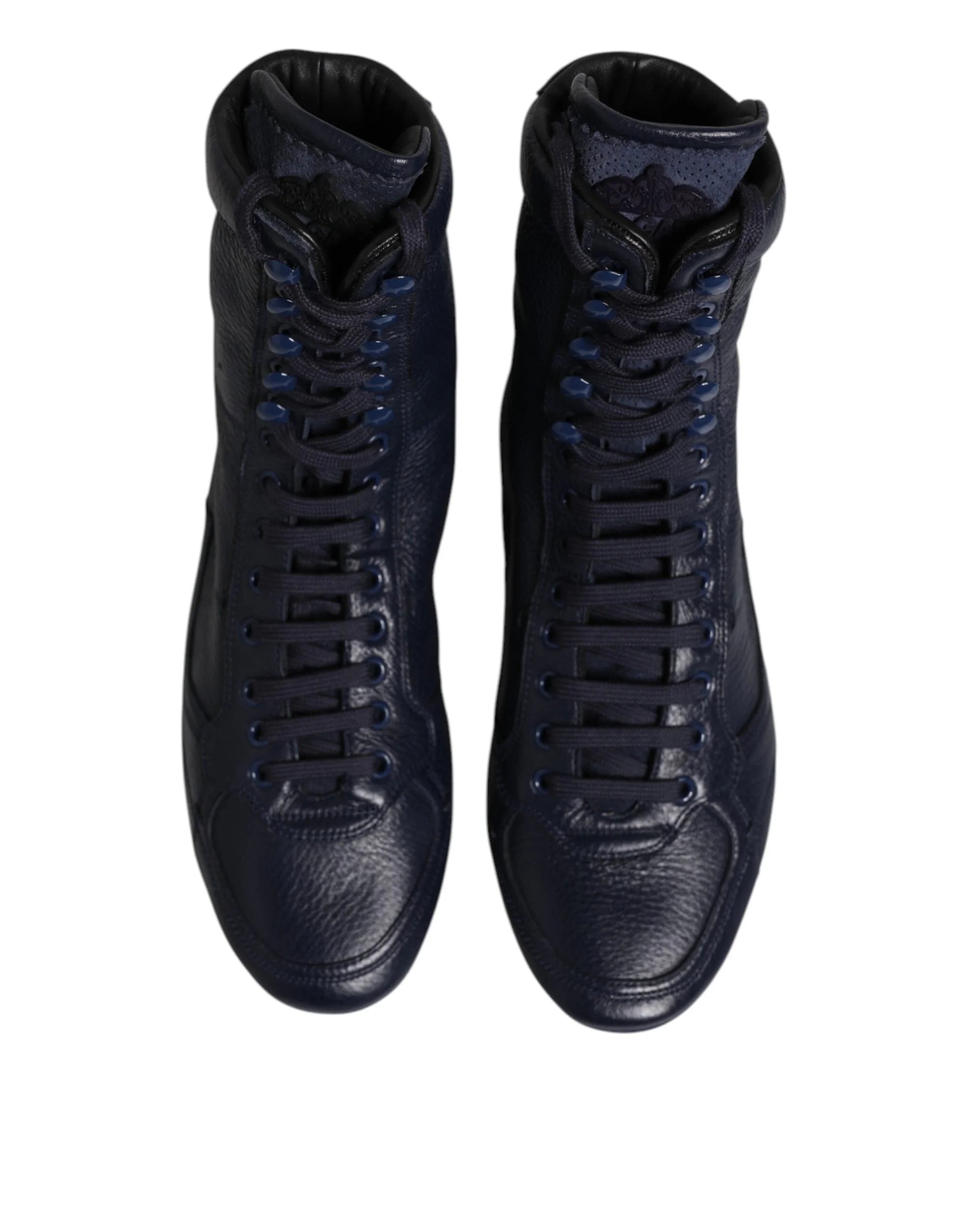 Dolce & Gabbana Dark Blue Leather KING High Top Sneakers Shoes - EU40/US7 - Sneakers