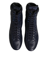 Dolce & Gabbana Dark Blue Leather KING High Top Sneakers Shoes - EU40/US7 - Sneakers