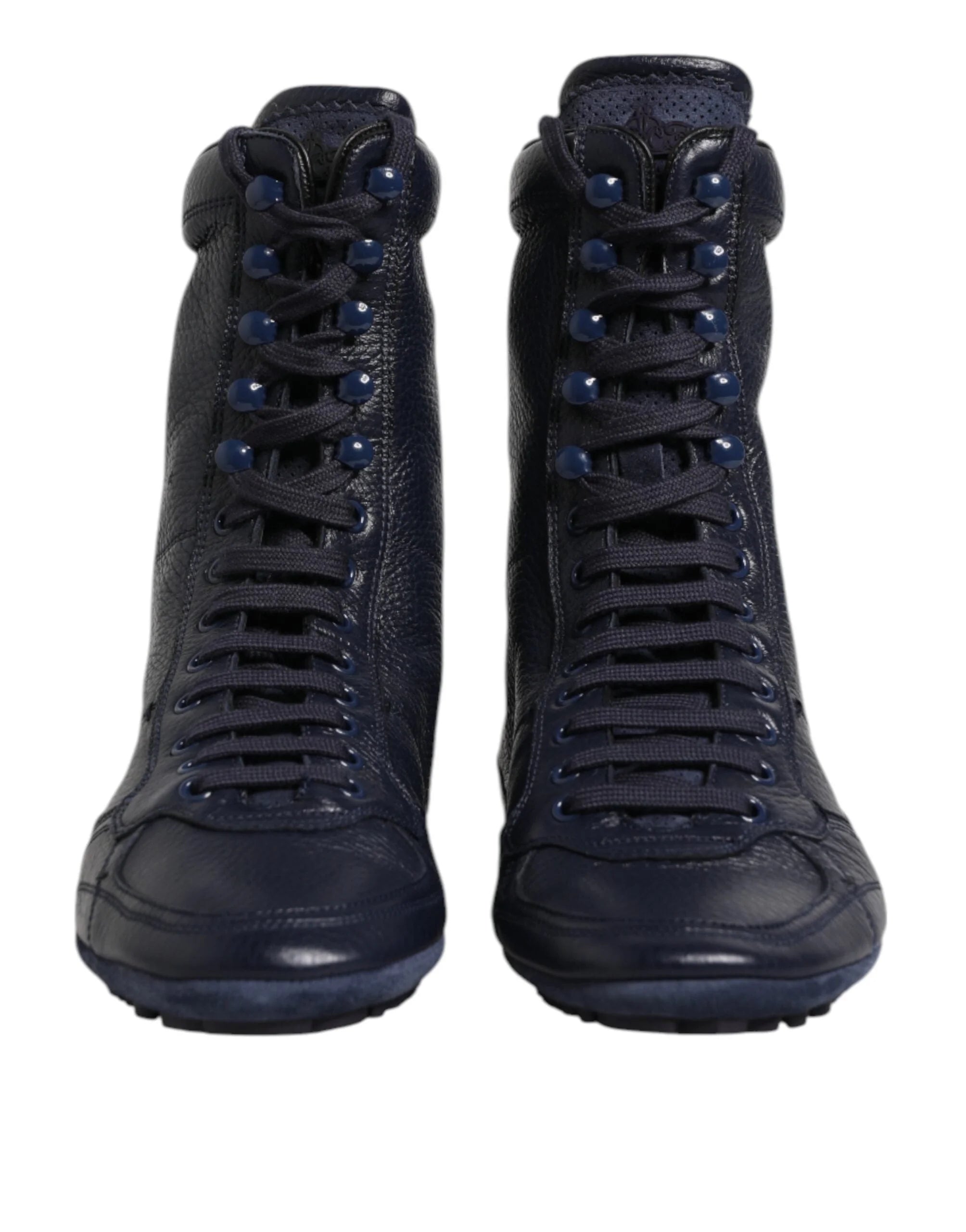 Dolce & Gabbana Dark Blue Leather KING High Top Sneakers Shoes - EU40/US7 - Sneakers