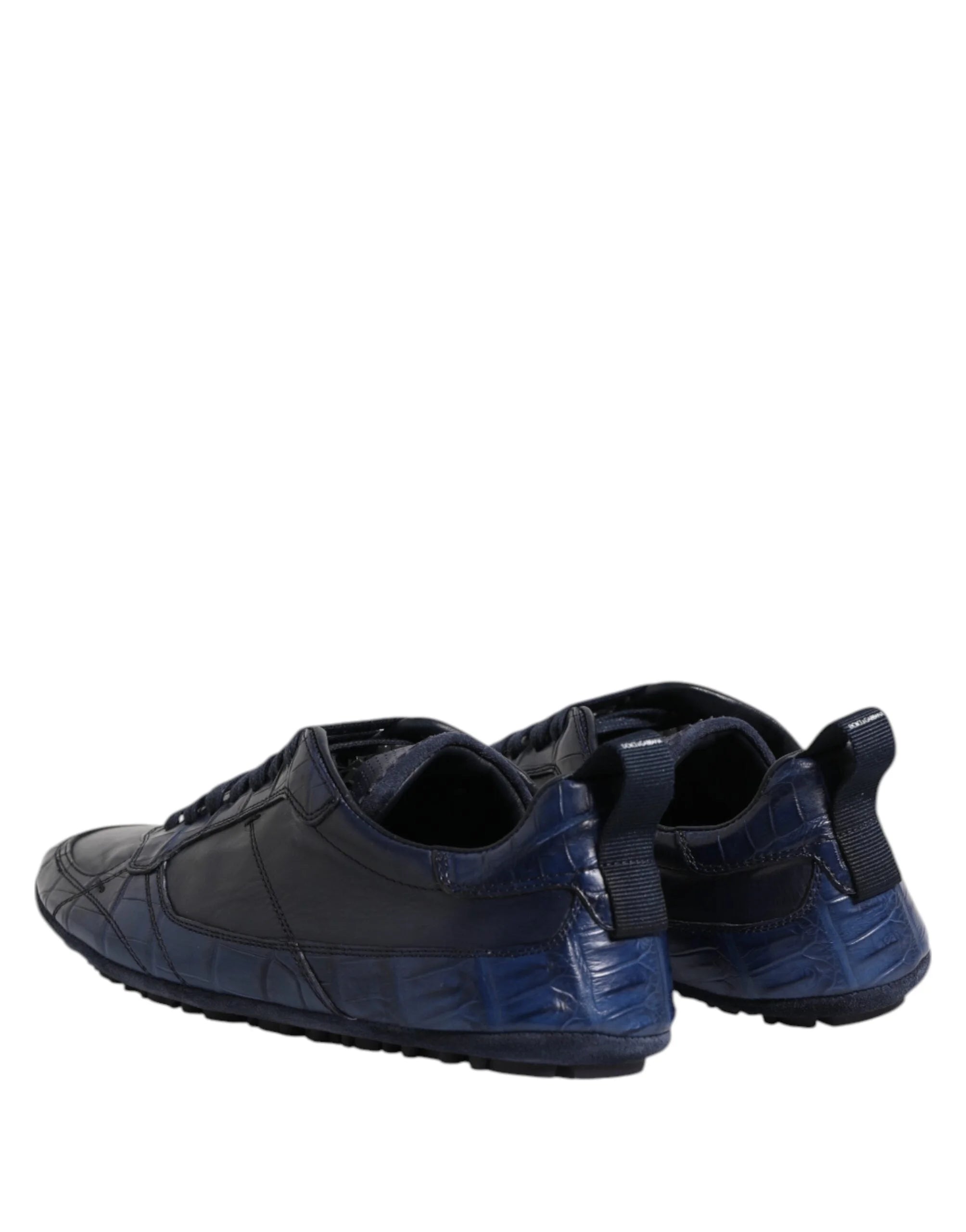 Dolce & Gabbana Dark Blue Leather Low Top Men Sneakers Shoes - Sneakers