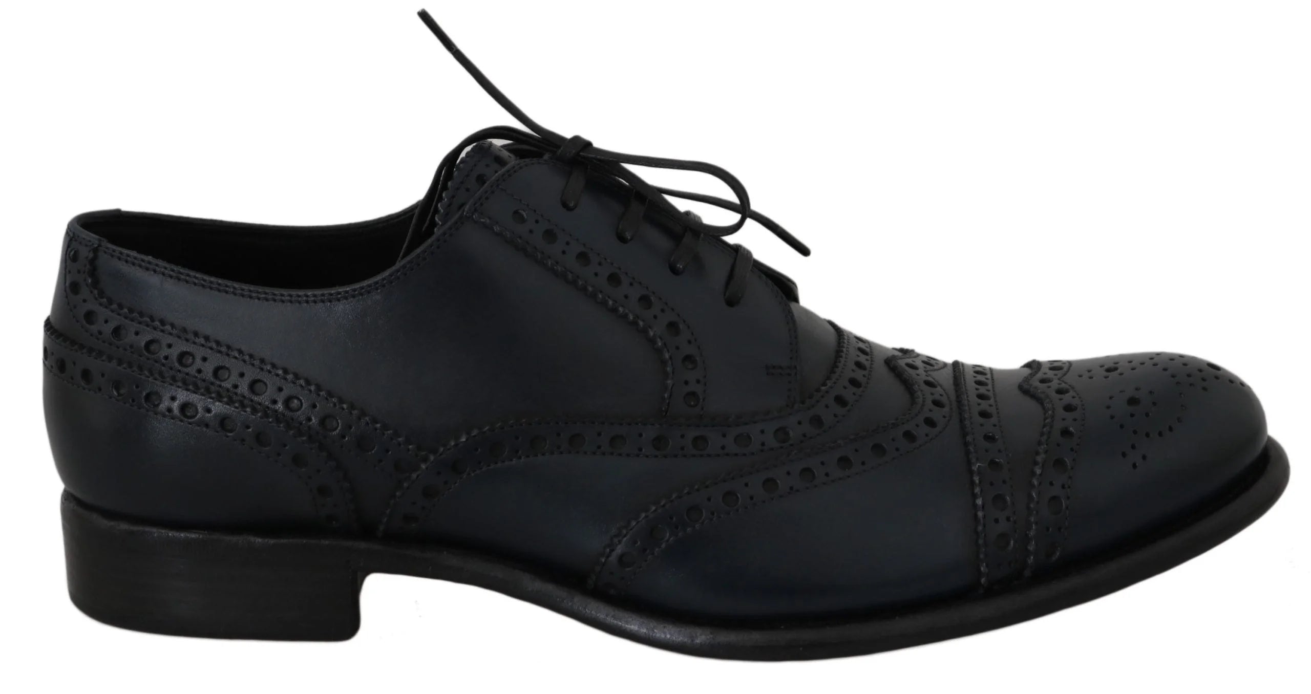 Dolce & Gabbana Dark Blue Leather Wingtip Oxford Dress Shoes - Shoes