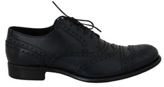 Dolce & Gabbana Dark Blue Leather Wingtip Oxford Dress Shoes - Shoes