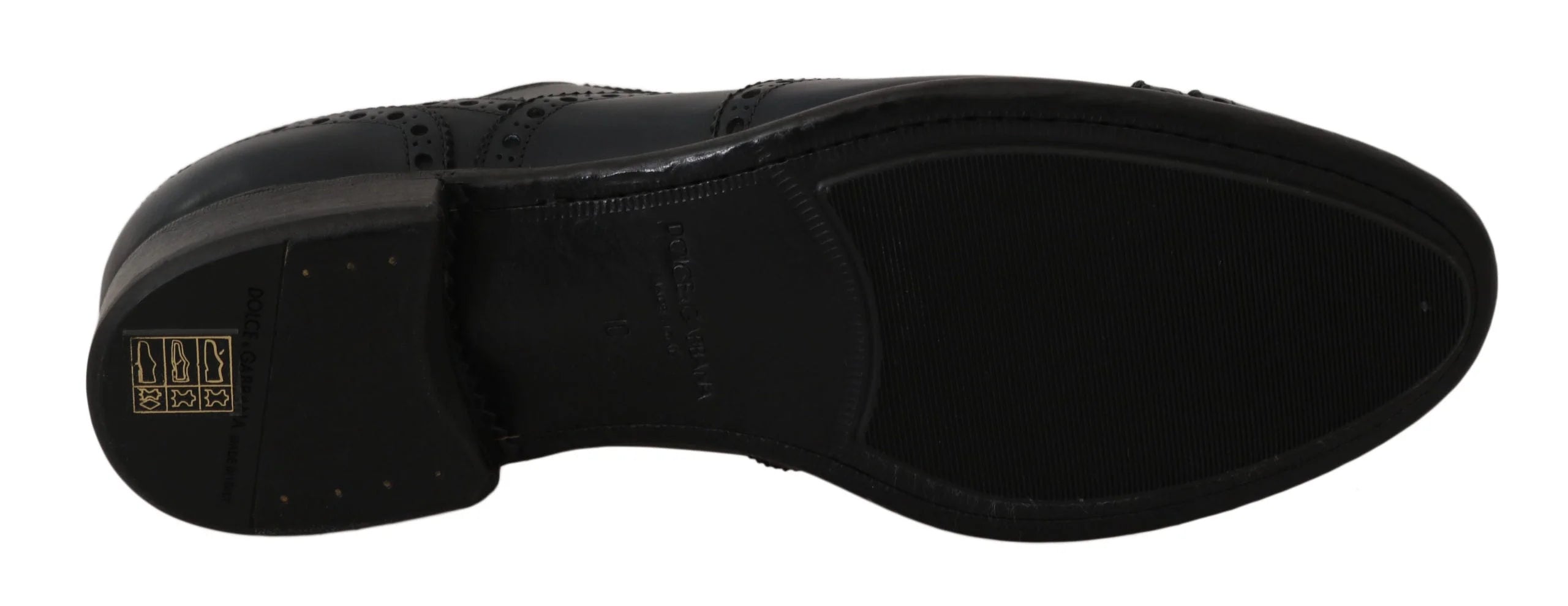 Dolce & Gabbana Dark Blue Leather Wingtip Oxford Dress Shoes - Shoes