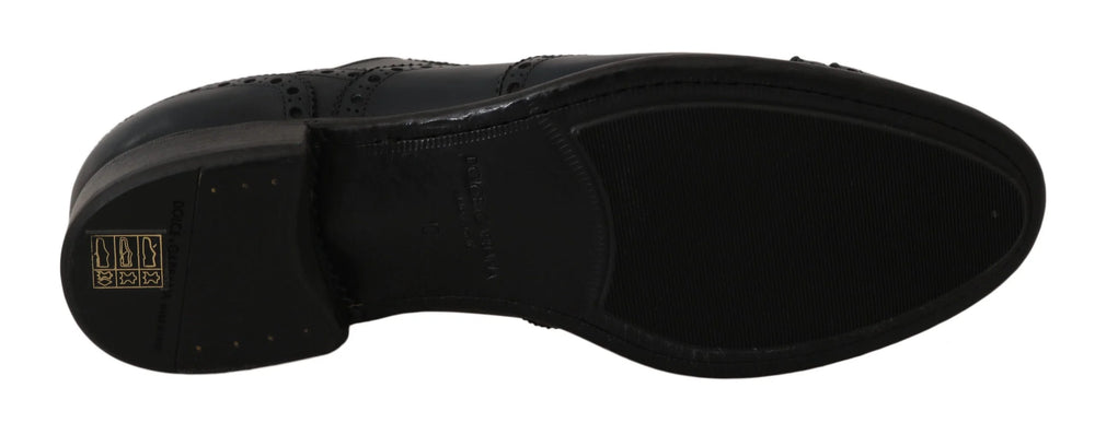 Dolce & Gabbana Dark Blue Leather Wingtip Oxford Dress Shoes - Shoes