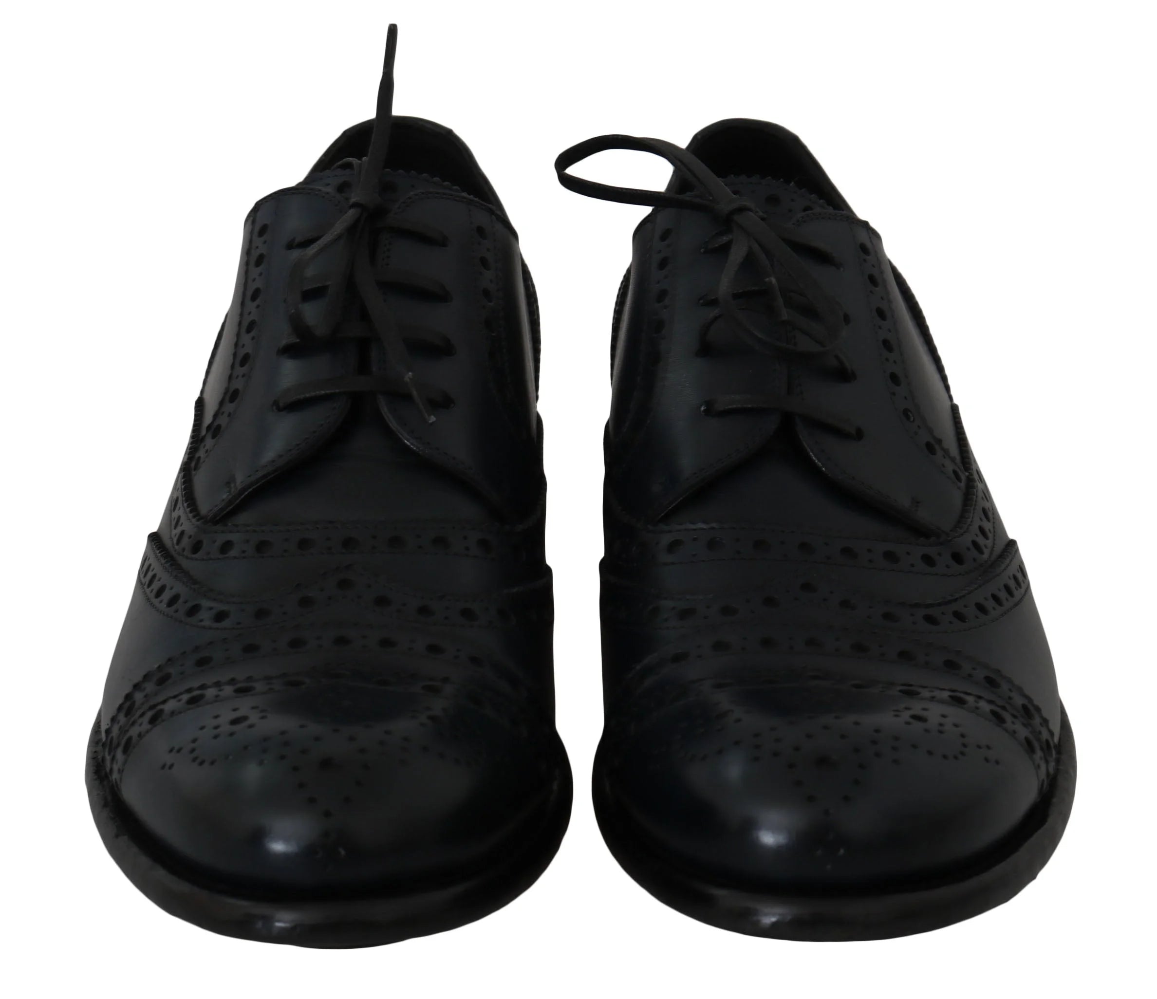 Dolce & Gabbana Dark Blue Leather Wingtip Oxford Dress Shoes - Shoes