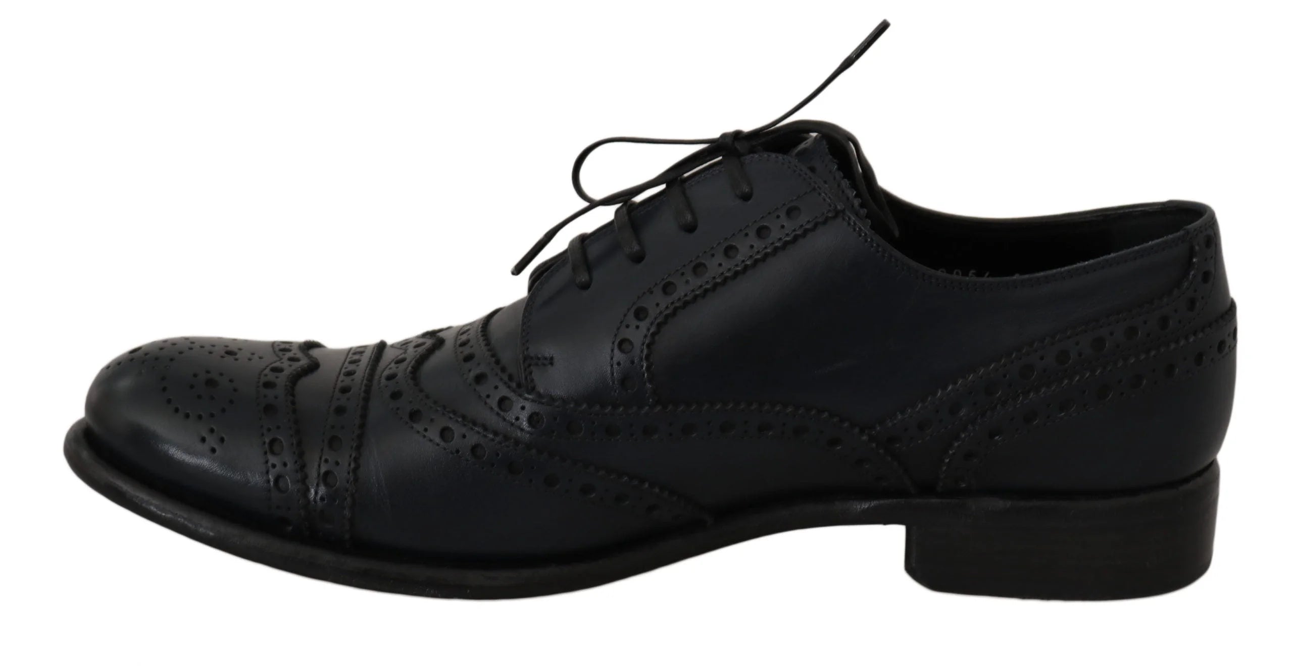Dolce & Gabbana Dark Blue Leather Wingtip Oxford Dress Shoes - Shoes