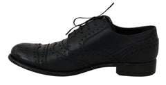 Dolce & Gabbana Dark Blue Leather Wingtip Oxford Dress Shoes - Shoes