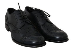 Dolce & Gabbana Dark Blue Leather Wingtip Oxford Dress Shoes - Shoes