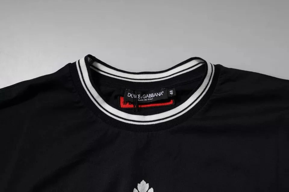 Dolce & Gabbana Dark Blue Logo Crown Cotton Crew Neck T-shirt - T-Shirts