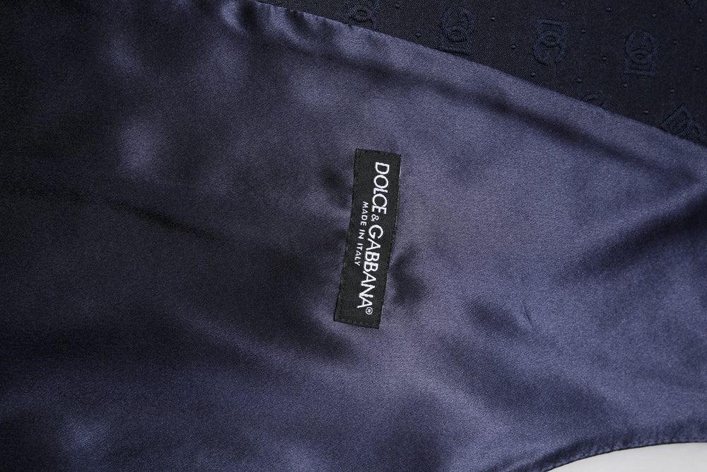 Dolce & Gabbana Dark Blue Logo Wool Formal Men Waistcoat Vest - IT48 | M - Vests