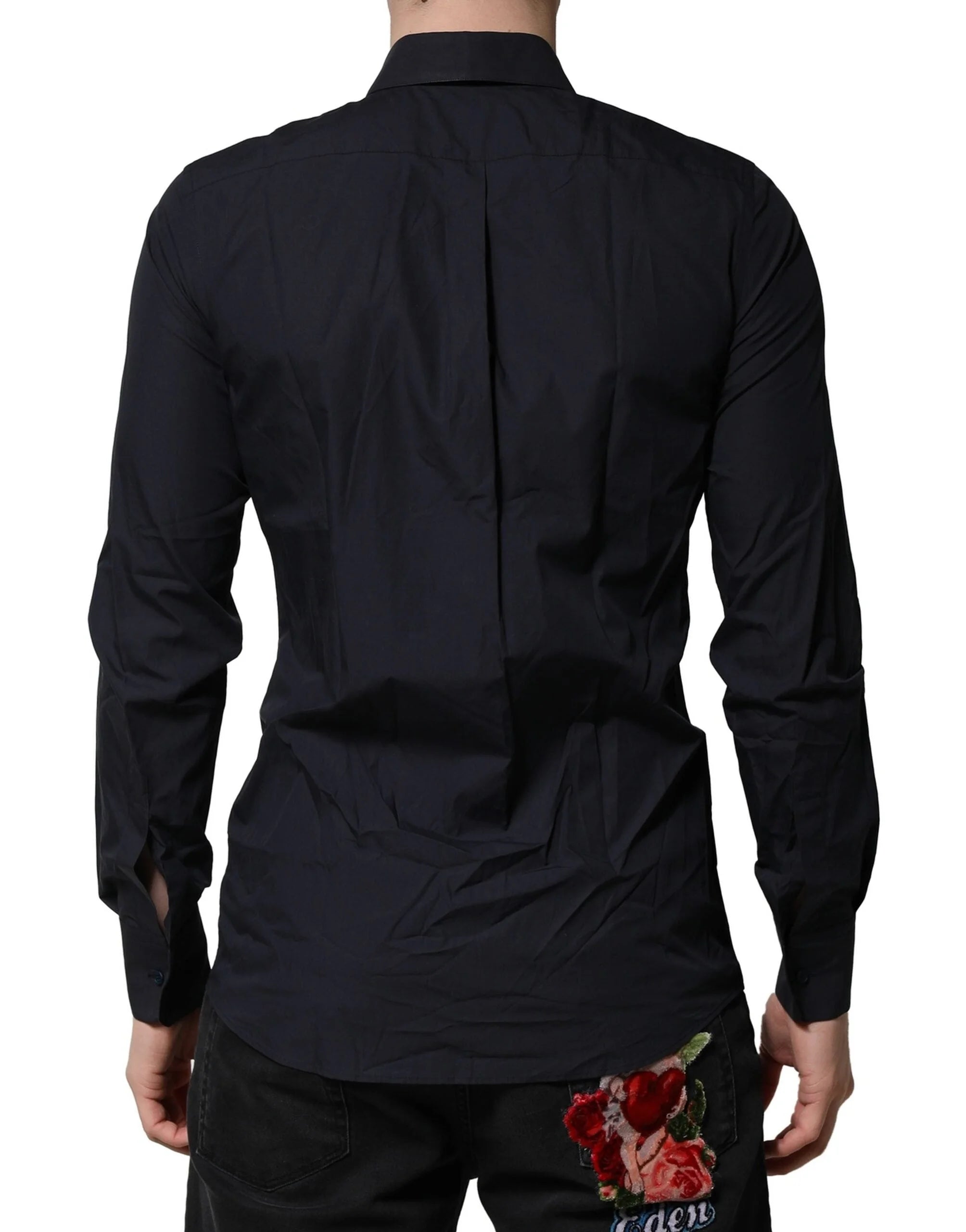 Dolce & Gabbana Dark Blue MARTINI Cotton Dress Formal Shirt - IT38 | XS - Shirts