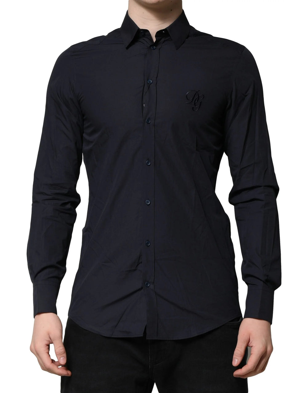 Dolce & Gabbana Dark Blue MARTINI Cotton Dress Formal Shirt - IT38 | XS - Shirts
