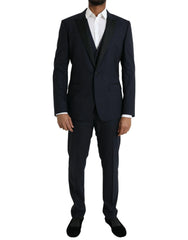 Dolce & Gabbana Dark Blue MARTINI Wool Formal 3 Piece Suit - IT50 | L - Suits