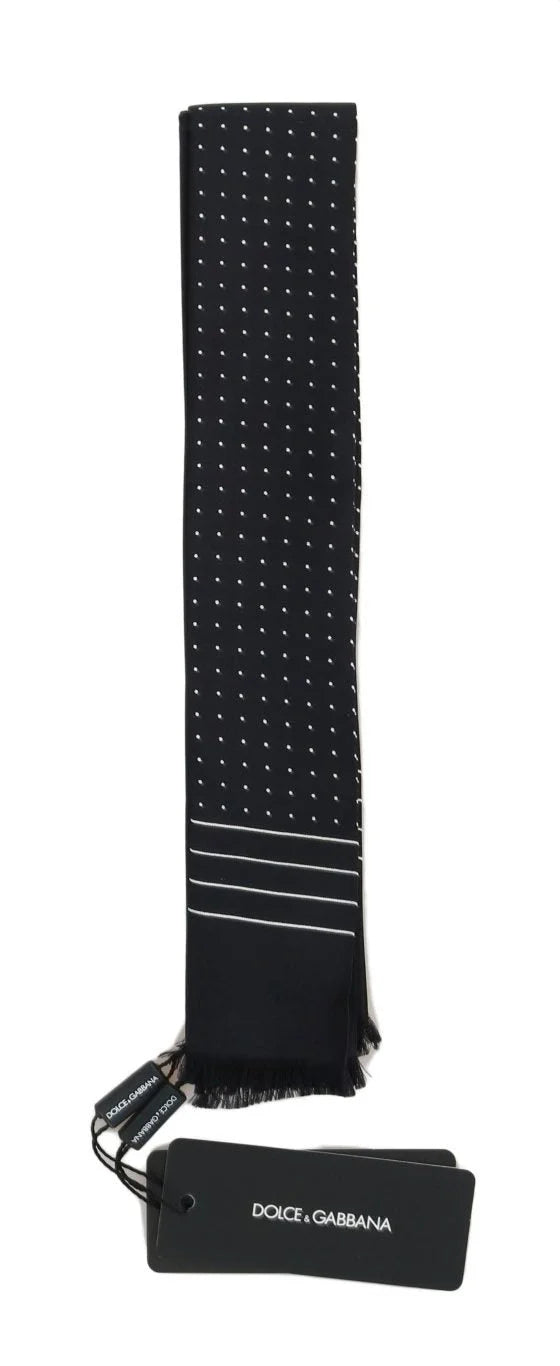 Dolce & Gabbana Dark Blue Polka Dotted Silk Scarf - Neckties