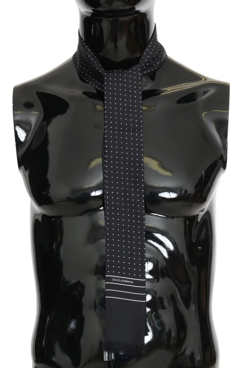 Dolce & Gabbana Dark Blue Polka Dotted Silk Scarf - Neckties