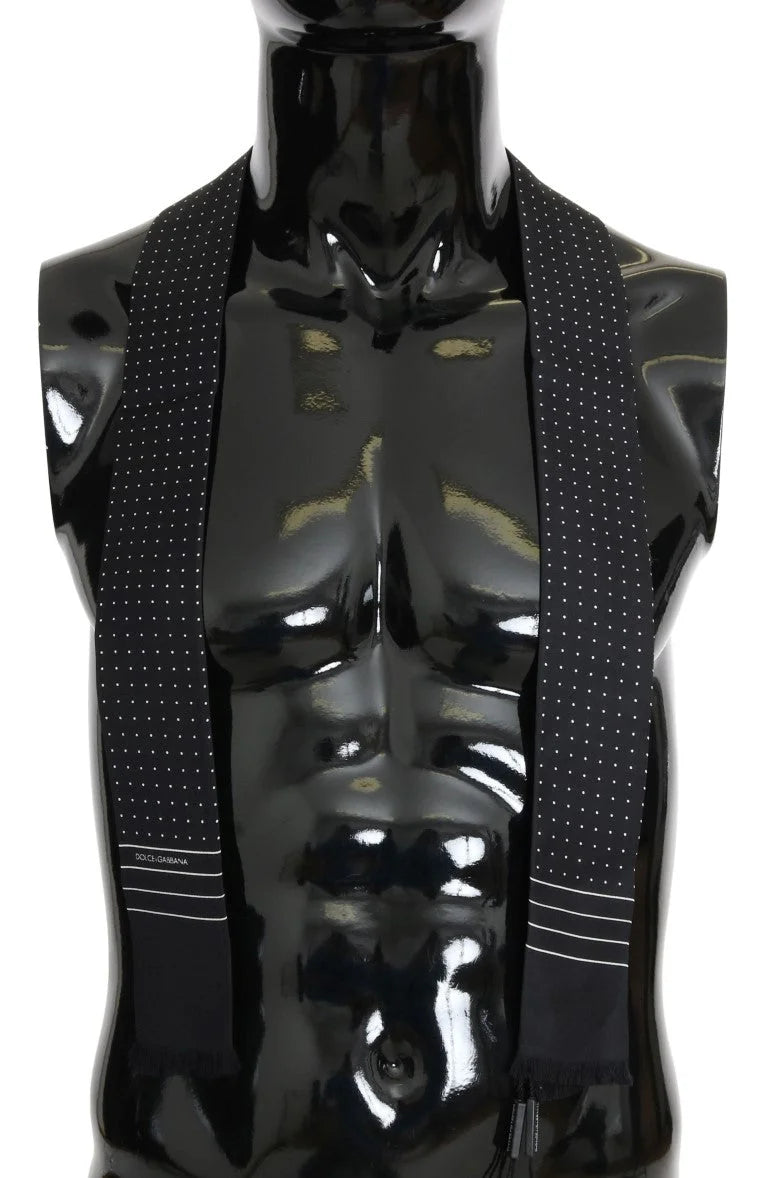 Dolce & Gabbana Dark Blue Polka Dotted Silk Scarf - Neckties