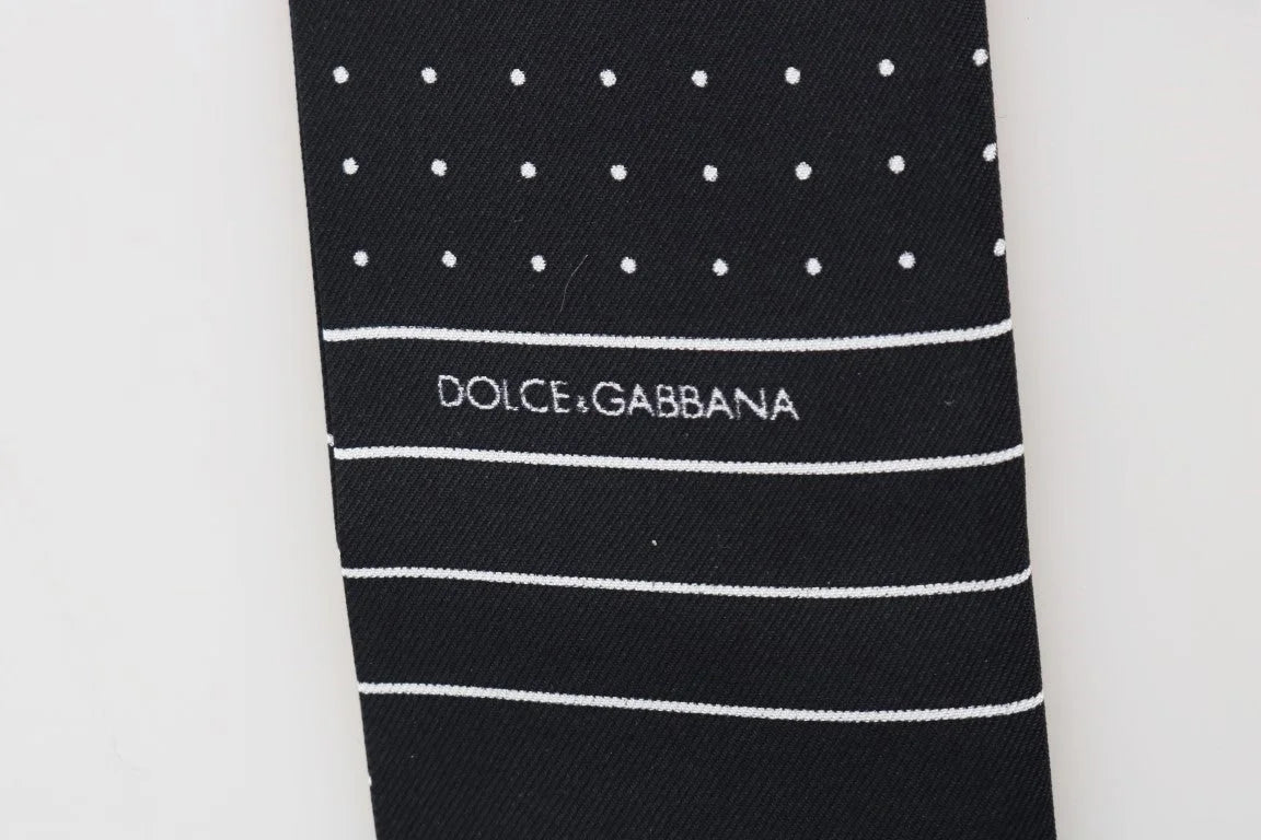 Dolce & Gabbana Dark Blue Polka Dotted Silk Scarf - Neckties