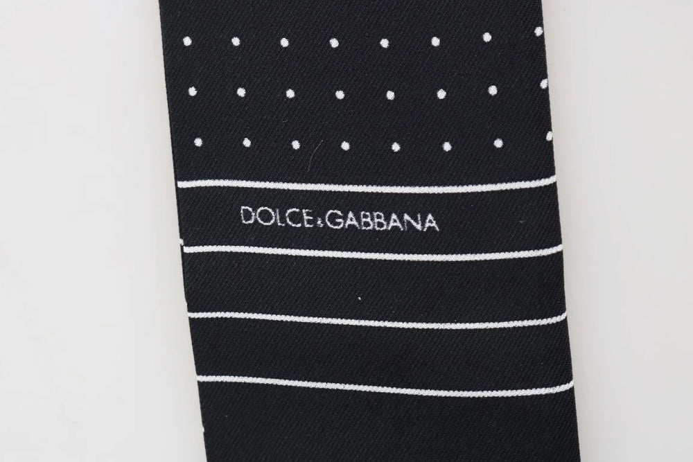 Dolce & Gabbana Dark Blue Polka Dotted Silk Scarf - Neckties