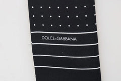 Dolce & Gabbana Dark Blue Polka Dotted Silk Scarf - Neckties