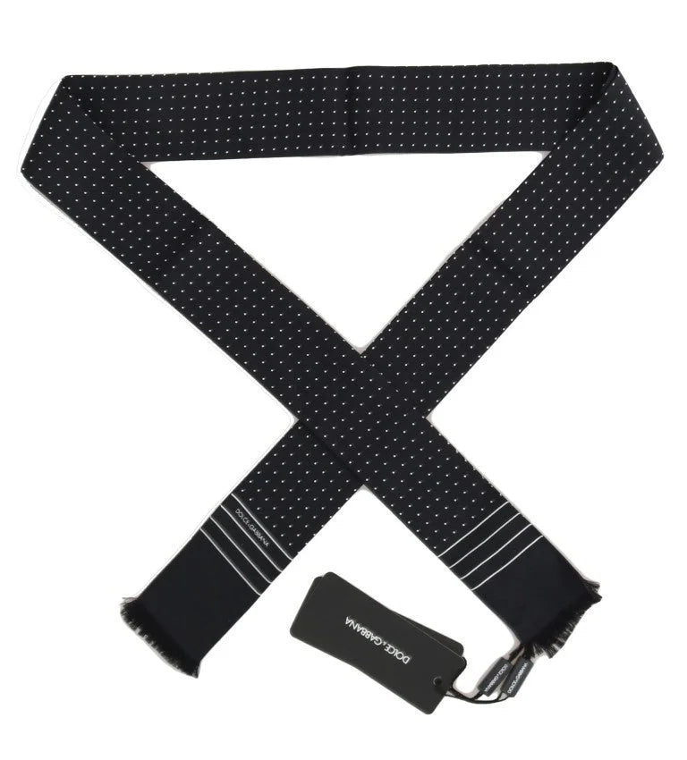 Dolce & Gabbana Dark Blue Polka Dotted Silk Scarf - Neckties