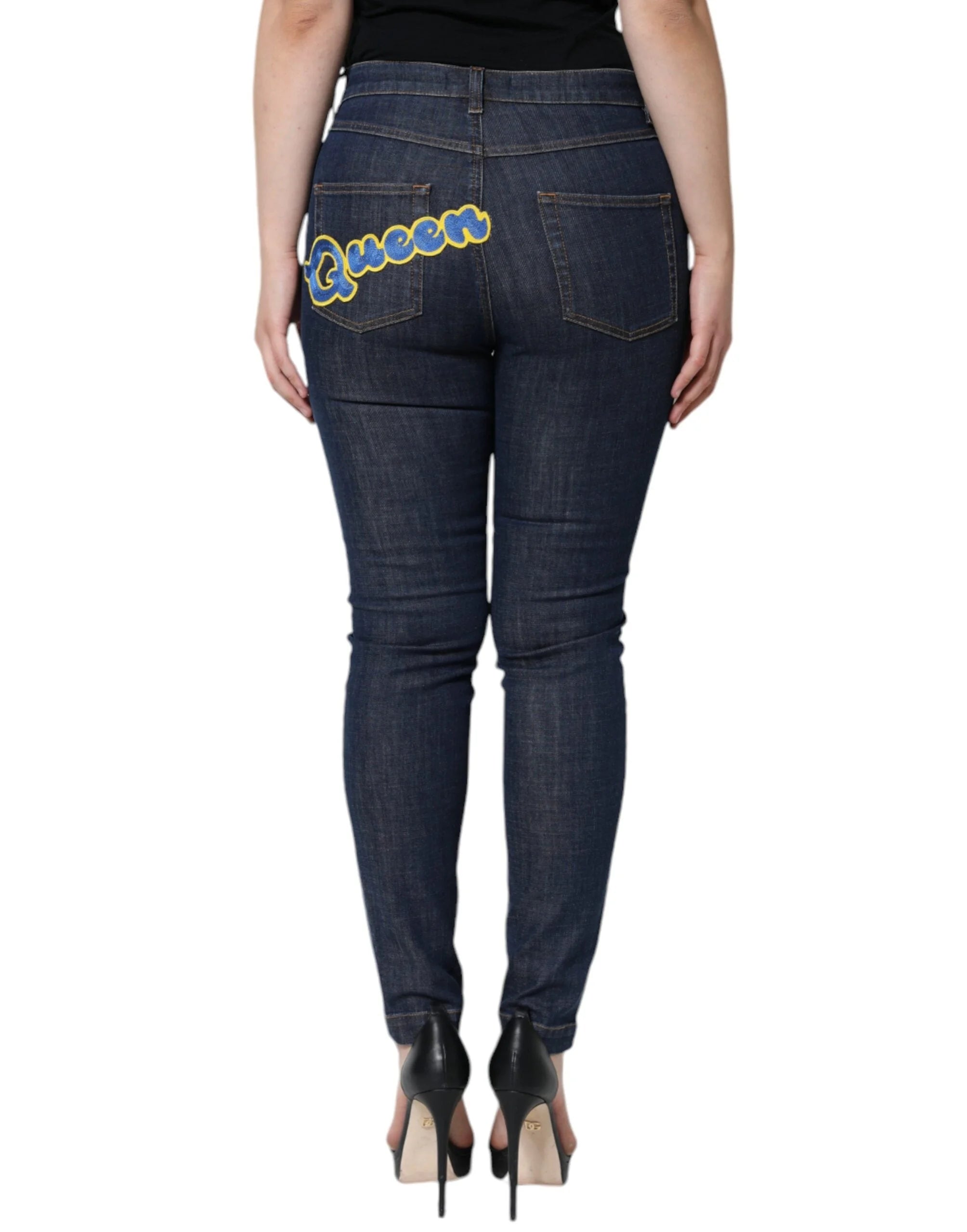 Dolce & Gabbana Dark Blue QUEEN Cotton Skinny Denim Jeans - IT42|M - Jeans