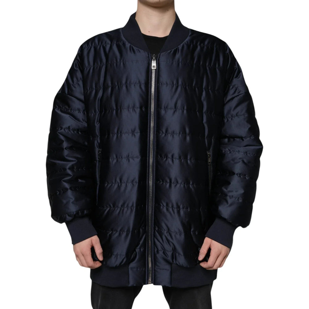 Dolce & Gabbana Dark Blue Quilted Full Zip Bomber Jacket - IT56 | XXL - Bomber Jackets