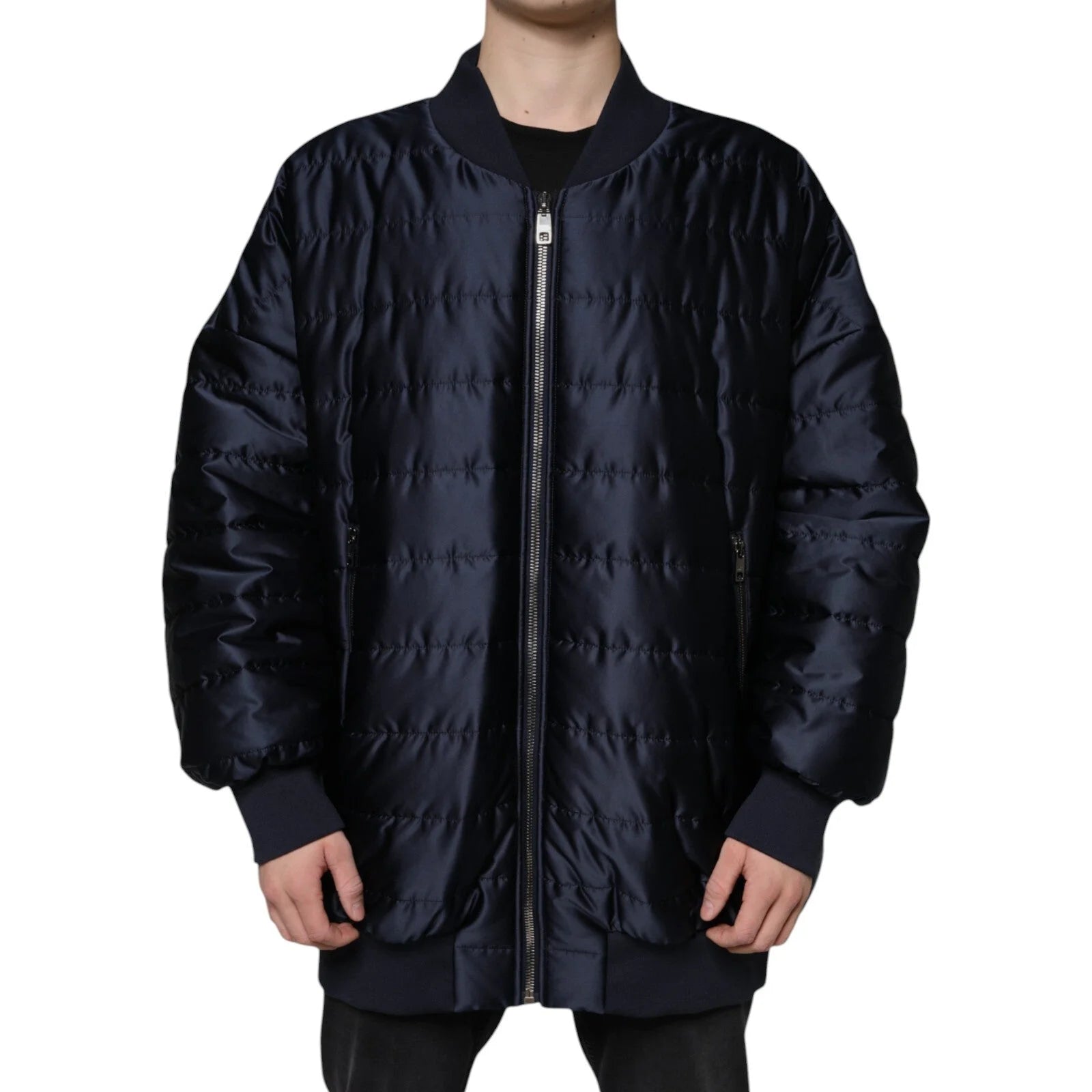 Dolce & Gabbana Dark Blue Quilted Full Zip Bomber Jacket - IT56 | XXL - Bomber Jackets