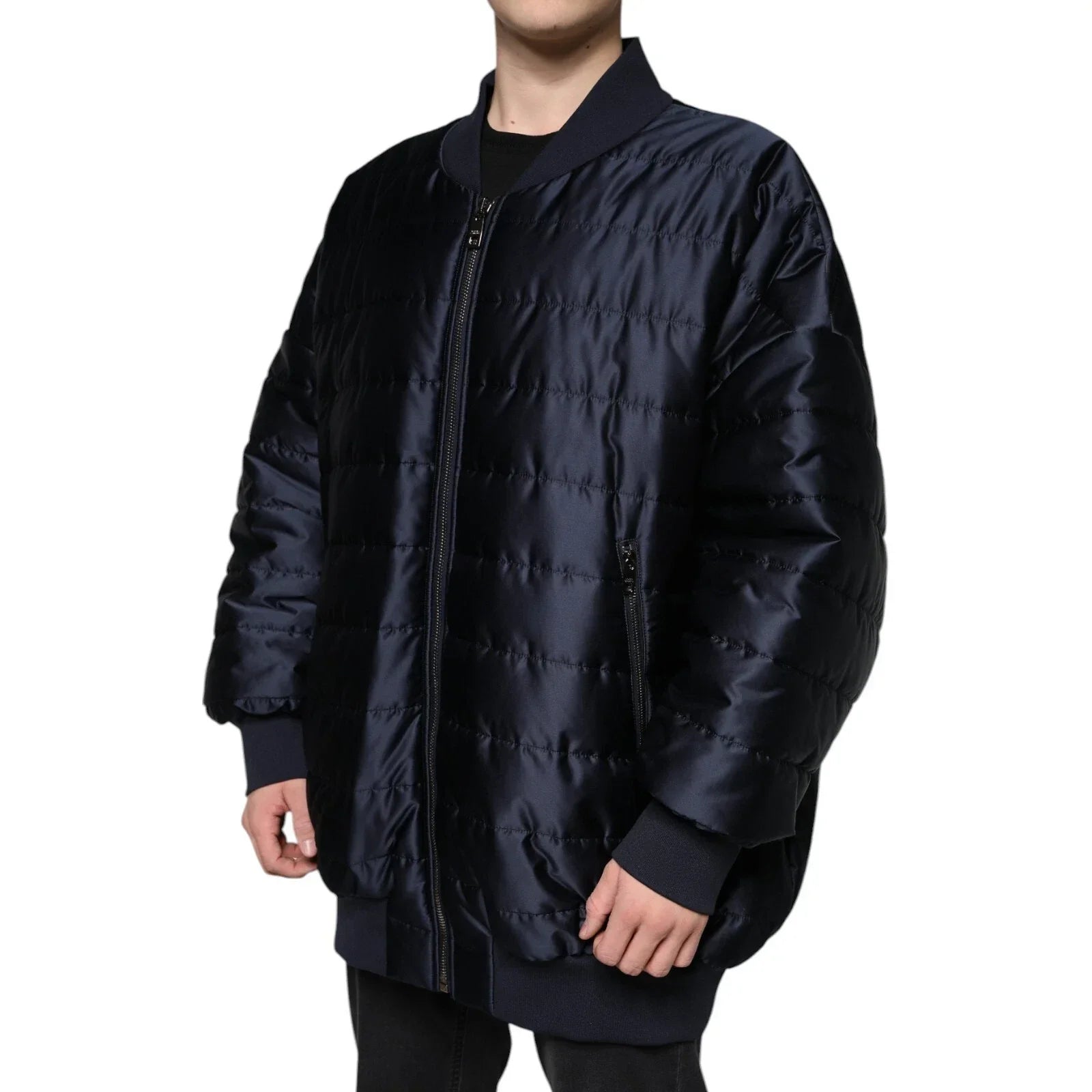 Dolce & Gabbana Dark Blue Quilted Full Zip Bomber Jacket - IT56 | XXL - Bomber Jackets