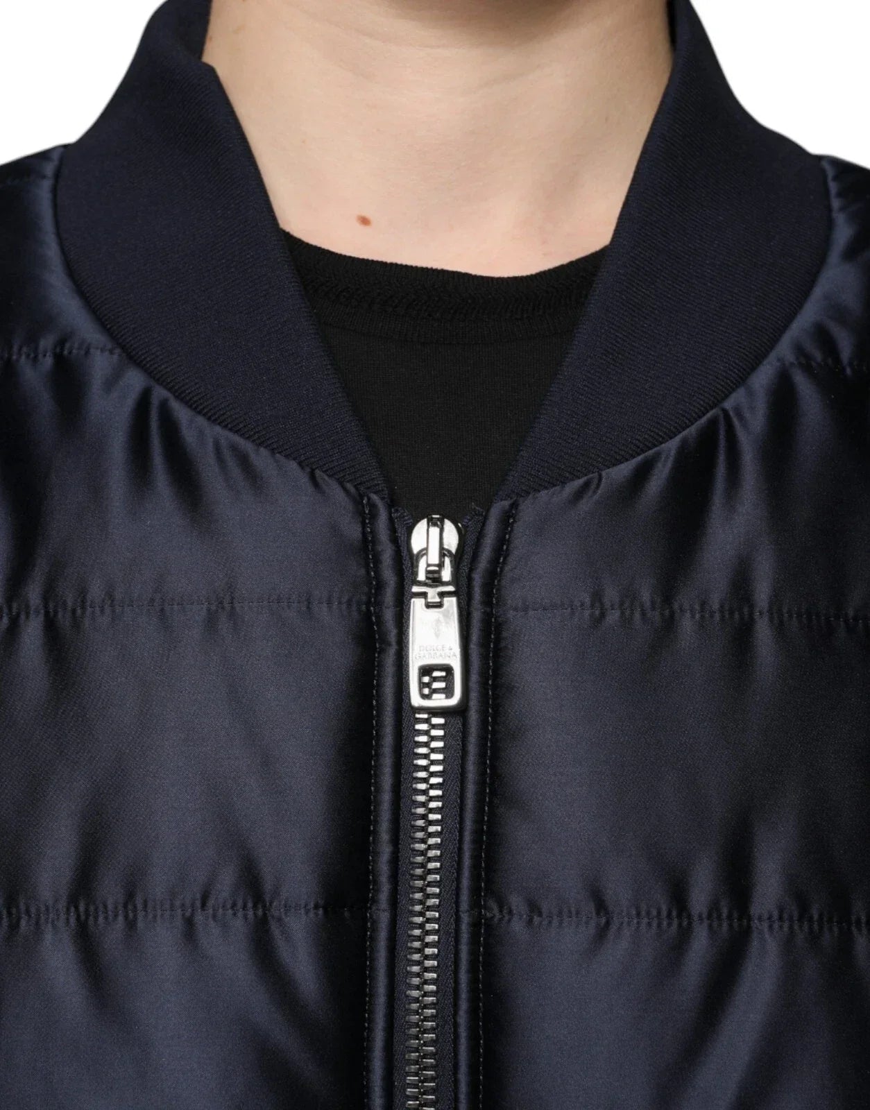 Dolce & Gabbana Dark Blue Quilted Full Zip Bomber Jacket - IT56 | XXL - Bomber Jackets