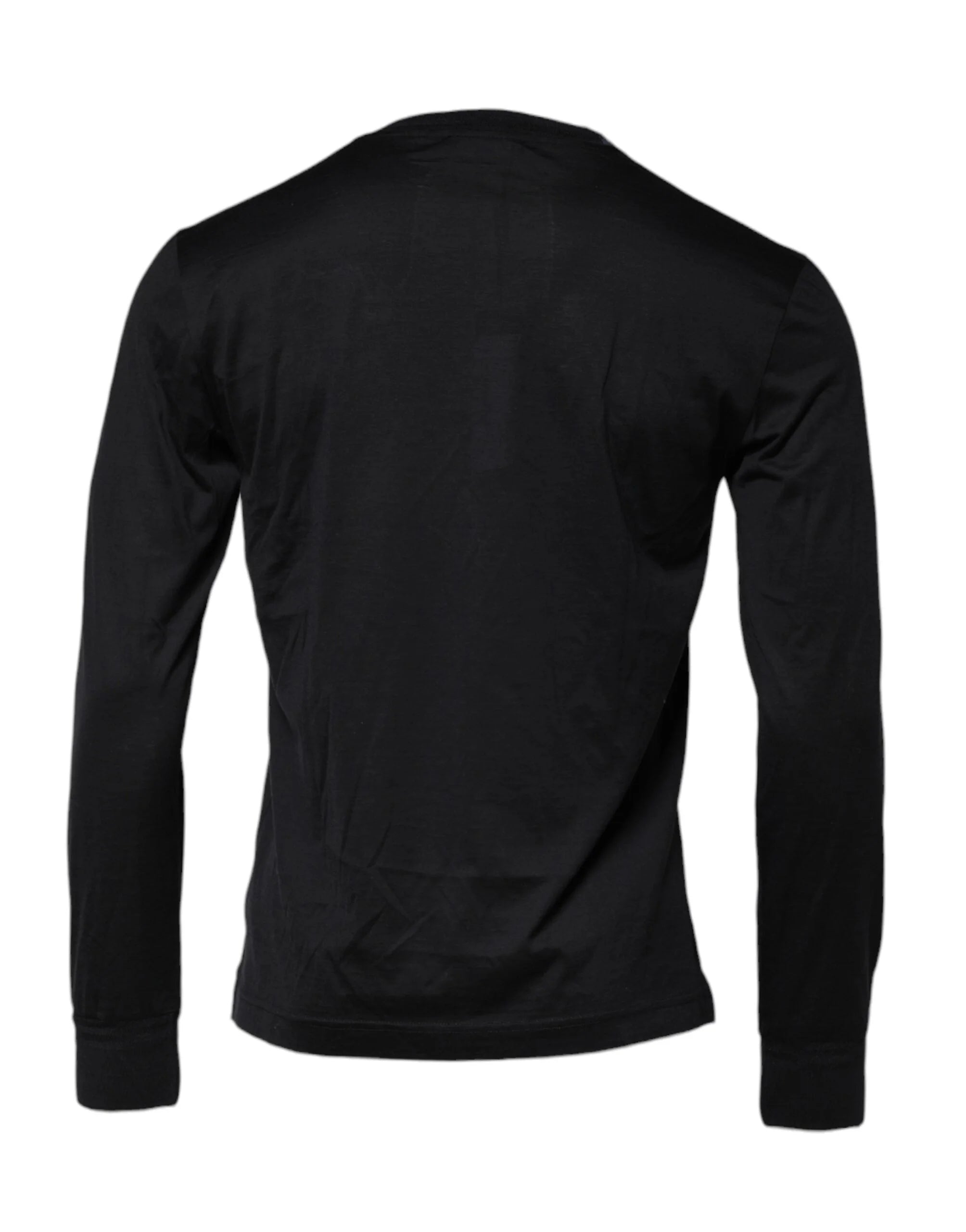 Dolce & Gabbana Dark Blue Silk Crew Neck Men Pullover Sweater - Sweaters