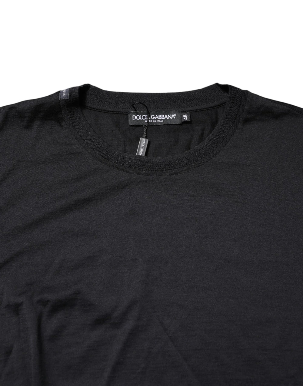 Dolce & Gabbana Dark Blue Silk Crew Neck Men Pullover Sweater - Sweaters