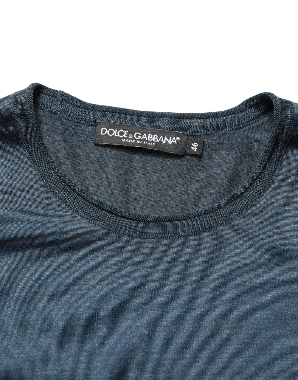 Dolce & Gabbana Dark Blue Silk Crew Neck Short Sleeve T-shirt - IT46 | S
