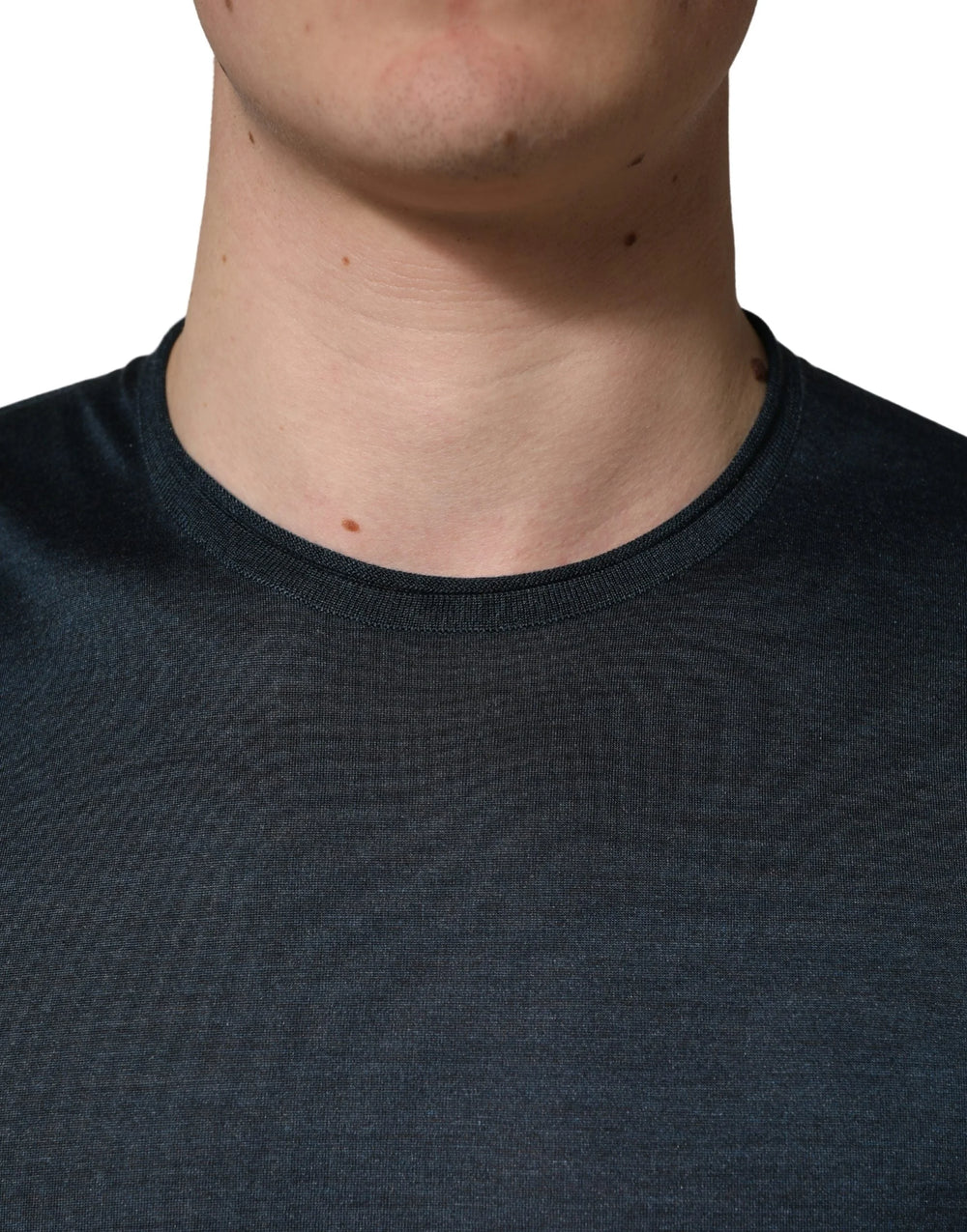 Dolce & Gabbana Dark Blue Silk Crew Neck Short Sleeve T-shirt - IT46 | S