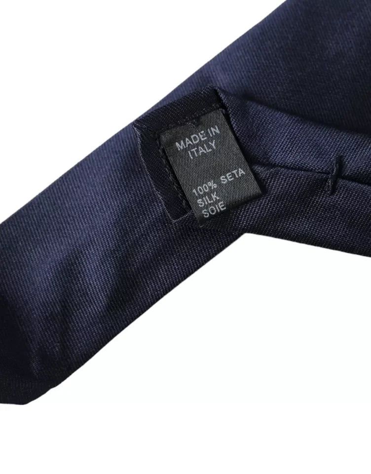 Dolce & Gabbana Dark Blue Silk Skinny Adjustable Tie - Neckties